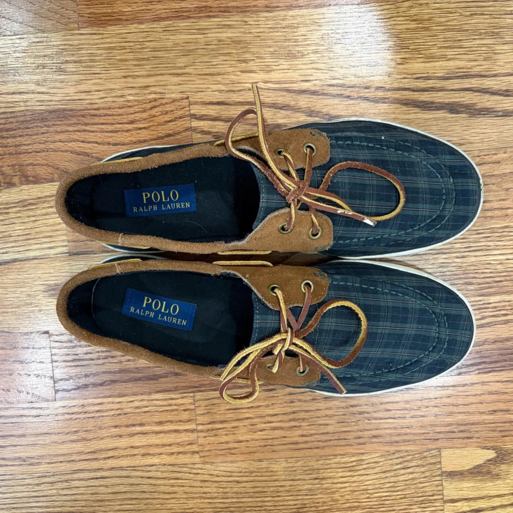 RL Polo Preppy Plaid Rylander Boat Shoes (9.5D)